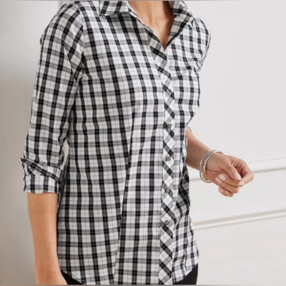 New with tag, non Iron Talbot Shirt Plaid Black and White 20WP